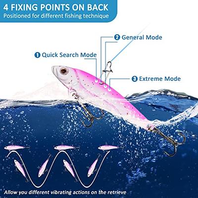 5PCS/Box Fishing Spoon Lures Metal Spinner Blade Hard VIB Swimbaits  Vibrating Jigging Sinking Lure with Sharp Treble Hooks for Bass Walleye  Trout