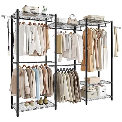 Black/ White Modern Clothes Garment Rack,Metal and Wood Closet Rack Closet  Organizer System with Hanging Rod and Shelf - Bed Bath & Beyond - 35289167