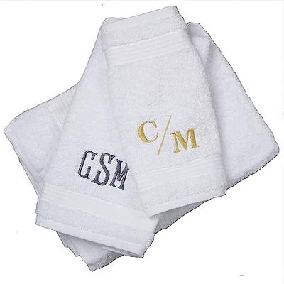 Kaufman - Personalized Hotel Quality Towels Embroidered (2 Bath Towel, 2 Hand Towel, & 2 Fingertip) White Towel 6 PC Set with Monogrammed Letter