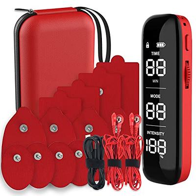 NURSAL EMS TENS Unit Muscle Stimulator with 8 Electrode Pads/Storage  Pouch/Pads Holder, Rechargeable 16 Modes Electronic Pulse Massager for Pain