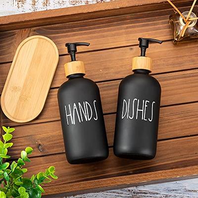 Glass Dish Soap Dispenser for Kitchen Sink, Kitchen Soap Dispenser Set with  Pump and Wooden Tray, Kitchen Soap Tray for Kitchen Decor, Farmhouse