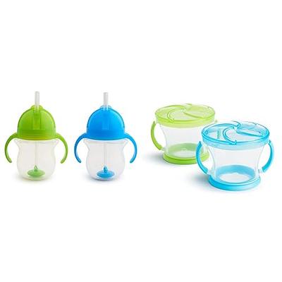The First Years Green Grown Reusable Toddler Snack Bowls with Lids -  Blue/Aqua/Yellow/Green - 4pk/8oz