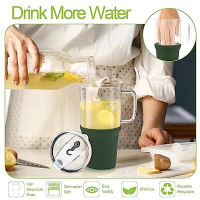 Glass Water Bottle With Straw And Handle Lid Motivational - Temu