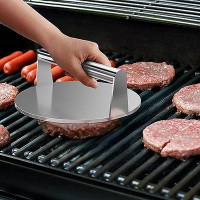 Hamburger Press, Heavy Duty Burger Press With Heat Resistant Handle,  Tainless Steel Grill Press, Bacon Press, Sandwich Press, Round Burger  Smasher For Griddle, Meat Press, Bbq Grilling Accessorie, Kitchen  Accessaries, Tools On