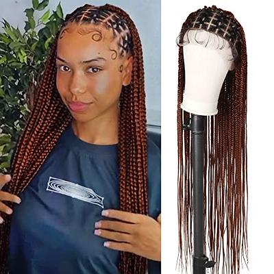 Braided Wigs Brown Synthetic Cornrow Box Braid Full Lace Front