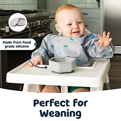 PandaEar Silicone Baby Feeding Set 2 Pack Silicone Divided Suction Plate  and 2 Pack Tiny