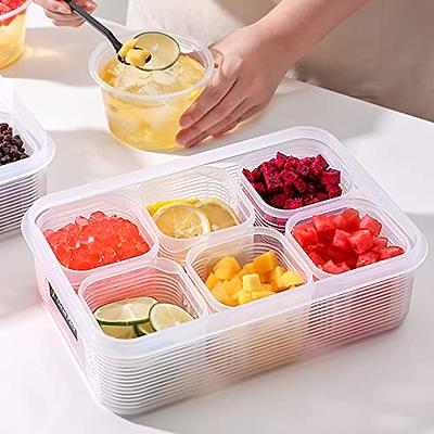 ODOMU 4 Pack Fridge Food Storage Container with Lids, Plastic