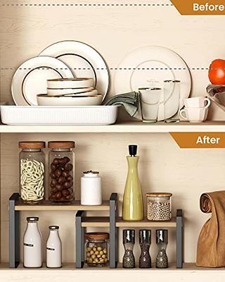 Cabinet Shelf Organizers Stackable Expandable Set of 2 Metal Kitchen  Counter Metal Shelves Pantry Bedroom Storage Racks 2pcs