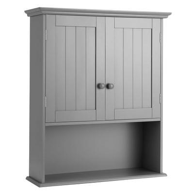 Costway Wall Mount Bathroom Cabinet Storage Organizer Medicine Cabinet with  2-Doors and 1- Shelf Cottage Collection Wall Cabinet Grey