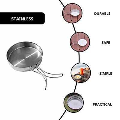 IMIKEYA Camping Frying Pan Stainless Steel Grilling Pan with Folding Handle  Portable Camp Pan Cooking Equipment for Outdoor Camping Hiking Picnic  Cooking Egg Steak Backpacking Skillet - Yahoo Shopping