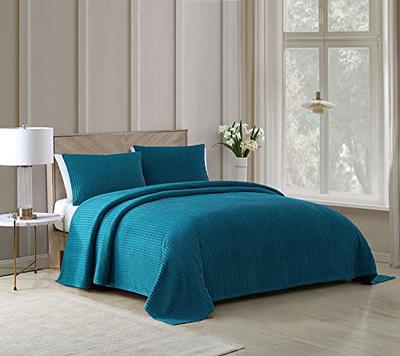 Beatrice Home Fashions Channel Chenille Bedspread King Peacock