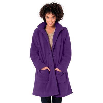 Woman Within Women's Plus Size Long Hooded Berber Fleece Coat Fleece Coat