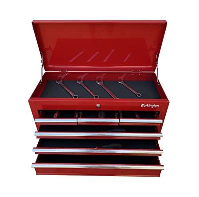 P.I.T. Portable 3 Drawer Steel Tool Box, Red