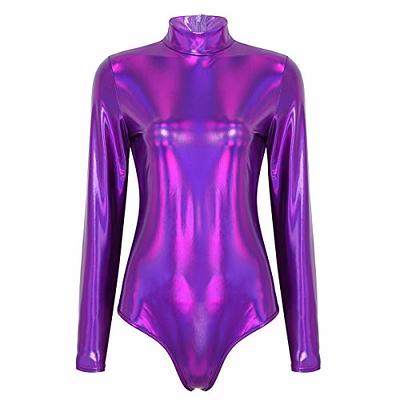 Hedmy Women's Shiny Metallic One Piece Gymnastics Leotard Long