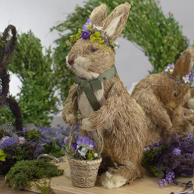 8 Brown Sisal Bunny Rabbit Easter Figure