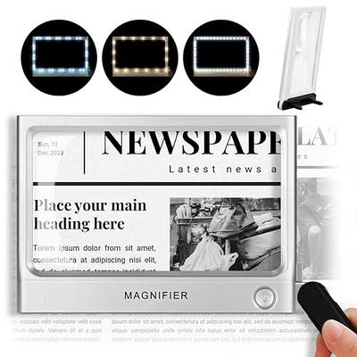 5X Magnifying Glass for Reading, Full-Page Large Rectangle Lighted