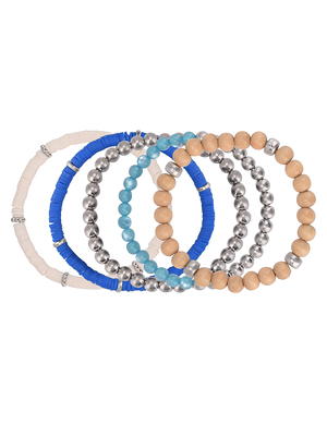 Time and Tru Women's Silver-Tone Beaded Stretch Bracelet Set, 6