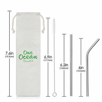 Reusable Stainless Steel Straws -16 Pack 10.5 & 8.5 Reusable Straws with  4 Straw Cleaner Brush and 16 Silicone Tips with 1 Travel Case, Eco Friendly