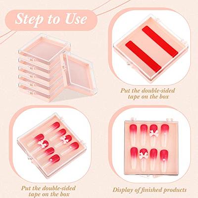 15 Pcs Press on Nail Storage Box with 30 Pcs Adhesive Double Sided