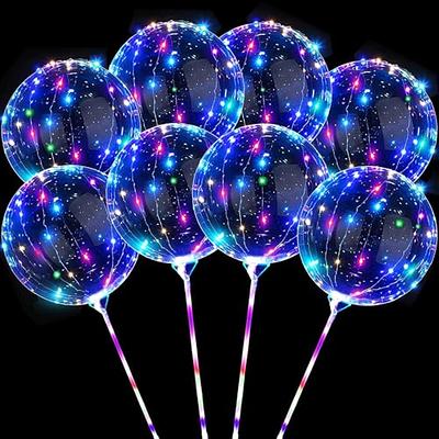 Restaurantware Balloonify 24 inch Bobo Balloons with Lights, 10 Durable Transparent Balloons with Lights - PVC Sticks, Stays for 15 Days, Plastic Bobo Balloons, Gold
