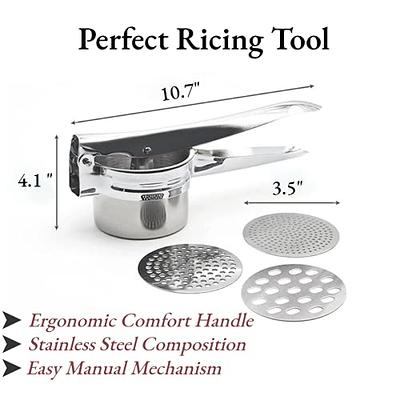 Potato Ricer, Mashed Potato Ricer, Heavy Duty Potato Masher With 3  Interchangeable Discs, Stainless Steel Potato Ricer For Mashed Potatoes,  Pasta Maker, Potato Press, Vegetable Masher With Non-slip Handle, Manual  Fruit Masher