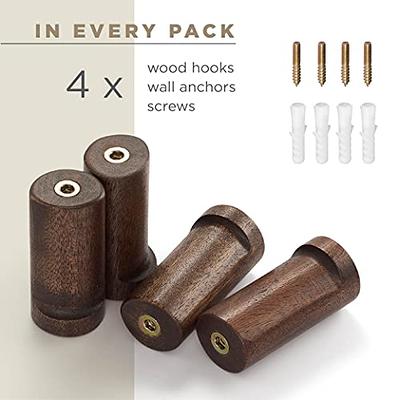 Wood Wall Hooks 4 Pack Wooden Coat Hooks Wall Mounted for Hanging