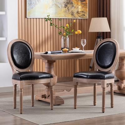 French PU Leather Black Dining Chair, Set of 2 - Yahoo Shopping