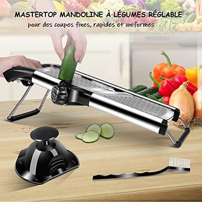 GProME Mandoline Slicer – Adjustable Vegetable Mandolin, Fruit Zucchini Slicer, French Fry Cutter,Crinkle Cutter Food Waffle,Julienne Grater,Garlic