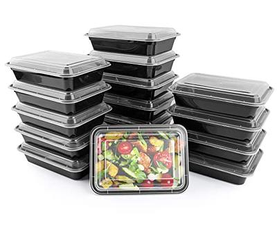 Glotoch 50 Pack 32 oz Meal Prep Containers Reusable, 2 Compartment Food  Containers with Lids To Go Containers, Black Plastic Containers for
