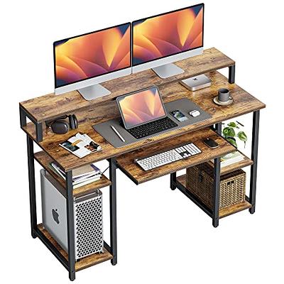 CubiCubi Study Computer Desk 47 Home Office Writing Small Desk, Modern  Simple Style PC Table, Black Metal Frame, Rustic Brown