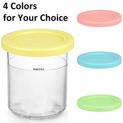 for Ninja Creami Deluxe Pints and Lids 4 Pack,Compatible Blue,Pink