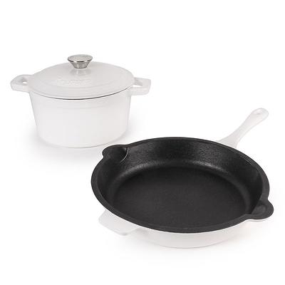 BergHOFF Neo 3-pc. Cast-Iron Dutch Oven & Frypan Set, White, 3