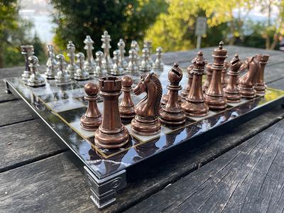 VIP Personalized Folding Chess Board Cast-iron Chess Pieces 