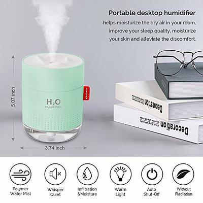 Portable Small Cool Mist Humidifier, USB Night Light Function, Super Silent  in Car, Office, Home, Bedroom, Nursery, Travelling
