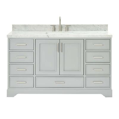 Home Decorators Collection Merryfield 37 in. W x 22 in. D x 35 in. H Single Sink Freestanding Bath Vanity in Dark Blue-Gray with Carrara Marble Top