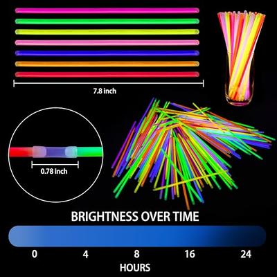 Max Fun Glow Sticks Bulk 600 Pack Glow in The Dark Neon Party Supplies  Decoration, 8 Light Up Sticks Necklaces Bracelets with 600 Connectors for  Neon Festival Birthday Halloween Carnival - Yahoo Shopping