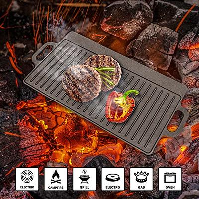 NutriChef Nonstick Stove Top Grill Pan - PTFE/PFOA/PFOS Free Need two  Burners 20 x 13 Hard-Anodized Non stick Grill & Griddle Pan - Kitchen