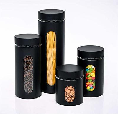 Glass Canisters with Matte Black Lids