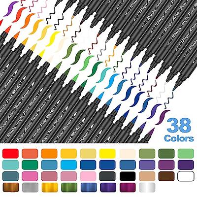 Shuttle Art 36 Colors Dual Tip Acrylic Paint Markers, Dot Tip and