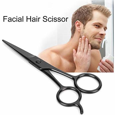 Curved and Rounded Facial Hair Scissors for Men - Moustache, Nose Hair & Beard