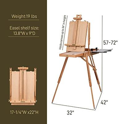 ATWORTH French Easel for Painting, Deluxe Oak Wooden Field & Studio  Sketchbox Easel Stand with Metal