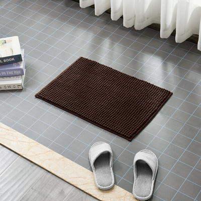 Subrtex Chenille Bathroom Rugs Soft Non-Slip Super Water Absorbing Shower  Mats, 20x32, Beige 