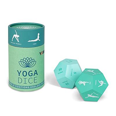 Zinsk 8-Pc Yoga Dice Set Showing 48 Poses Engraved Wooden Gift Storage Box