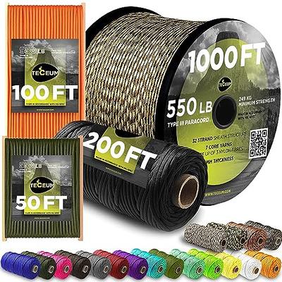 TECEUM Paracord Type III 550 Black – 50 ft – 4mm – Tactical Rope MIL-SPEC –  Outdoor para Cord –Camping Hiking Fishing Gear and Equipment – EDC Parachute  Cord – Strong Survival Rope 016 nw - Yahoo Shopping