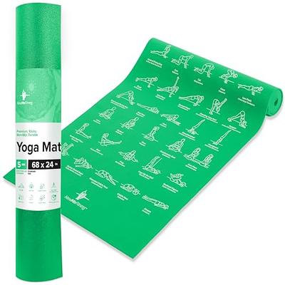 NewMe Fitness Yoga Mat for Women and Men - 24” Wide x 68 Long - Non Slip  Instructional