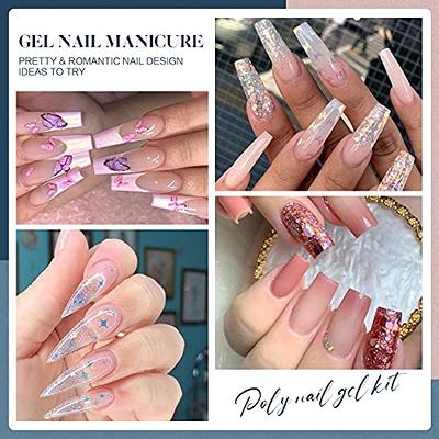 Poly Nail Gel Kit With LED Lamp Slip Solution and Glitter 