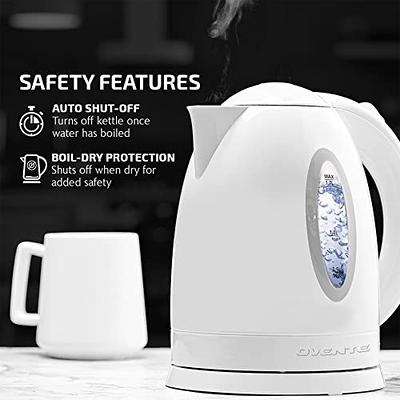 OVENTE Electric Kettle Hot Water Heater 1.7 Liter - BPA Free Fast Boiling  Cordless Water Warmer - Auto Shut Off Instant Water Boiler for Coffee & Tea