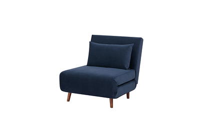A&D Home Boston Velvet Convertible Chair, Blue 