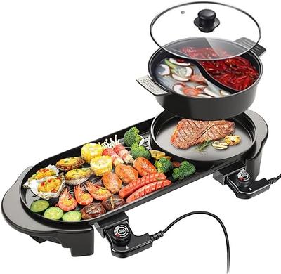  Raclette Table Grill, Techwood Electric Indoor Grill Korean BBQ  Grill, Removable 2-in-1 Non-Stick Grill Plate, 1500W Fast Heating with 8  Cheese Melt Pans, Ideal for Parties and Family Fun (Black) 