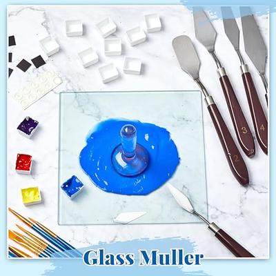  109 pcs Watercolor Paint Muller Set, Watercolor Paint Muller,  Glass Paint Muller Slab, Painting Knives and Watercolor Half Pans with  Magnetic Stripe for DIY Watercolor Oil Acrylic Painting (1.57 Inch) 